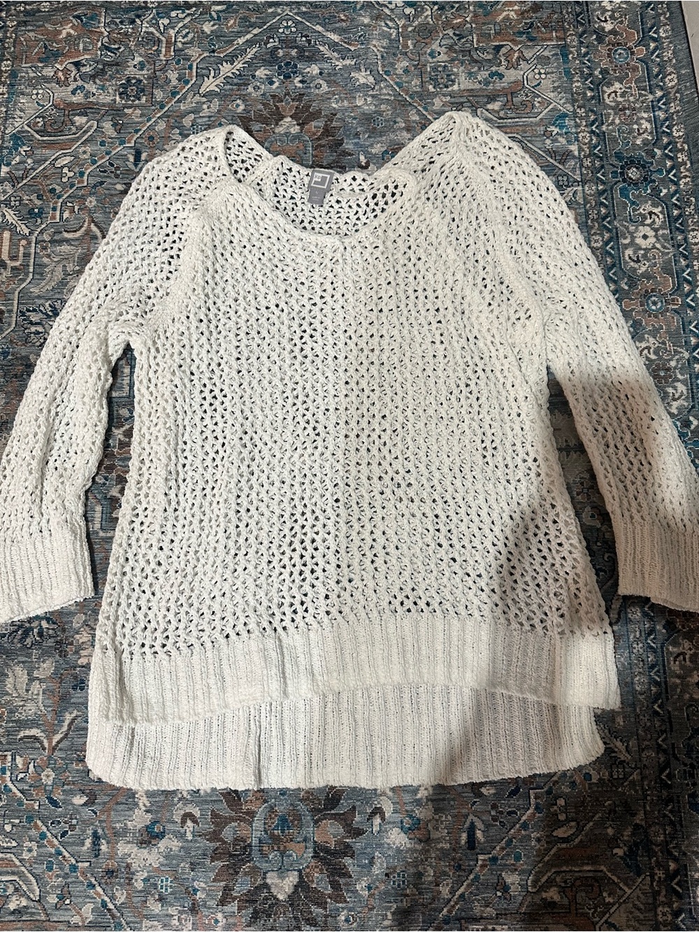 jcpenney Open-Knit Cream Scoop-Neck Sweater